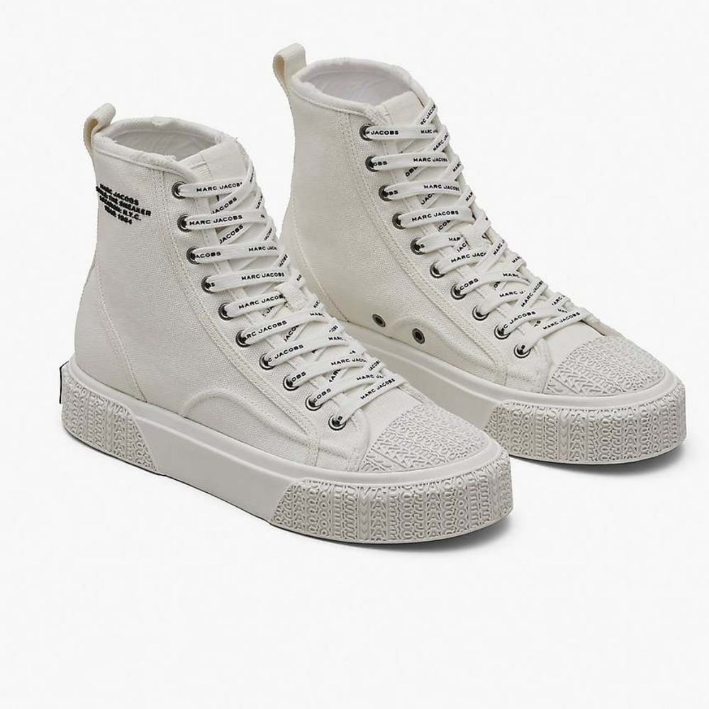 Marc Jacobs The High Top Sneaker White Canvas Womens 11 Mens 9.5 EU 41 NWT